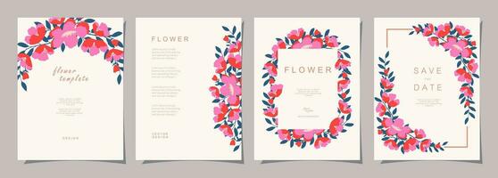 floral modèle ensemble pour affiche, carte, couverture, étiqueter, bannière, invitation dans magnifique luxe botanique style et élégant jardin vecteur conception modèles avec fleurs et les plantes.