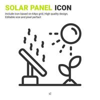 vecteur d'icône de panneau solaire avec style de contour isolé sur fond blanc. illustration vectorielle énergie solaire signe symbole icône concept pour l'agriculture numérique, la technologie, l'industrie, l'agriculture et le projet