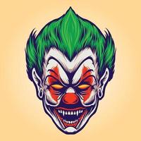 illustrations de clown joker tête en colère vecteur