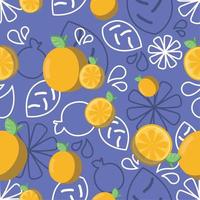 motif de fond coloré avec des oranges et des feuilles vecteur