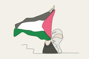 Couleur illustration de une femme défendre Palestine vecteur