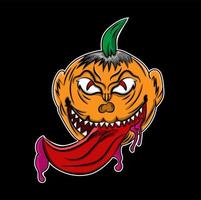 Monstre citrouille citrouille monstre sur illustration vectorielle de nuit d'halloween vecteur