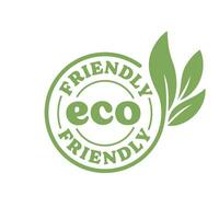 éco amical badge. en bonne santé Naturel produit étiquette logo conception avec plante feuilles. vecteur