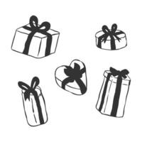 cadeau boîte paquet illustration ensemble, main dessiné, 3d icône cadeau boîte, joyeux Noël vecteur