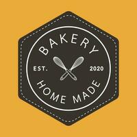 création de logo de boulangerie. vecteur de signe de boulangerie. conception de logo de fouet.