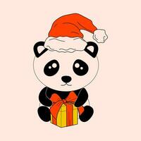 Panda avec décoration Noël. illustration de le kawaii. vecteur. vecteur