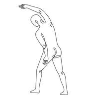 figure humaine masculine nue étirant les bras pointant vers le haut vue arrière dessin au trait continu vecteur