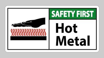 Premier signe de symbole de sécurité en métal chaud isolé sur fond blanc vecteur