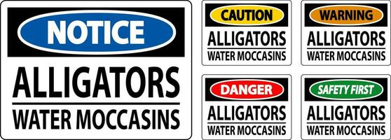 danger signe alligators - l'eau mocassins vecteur