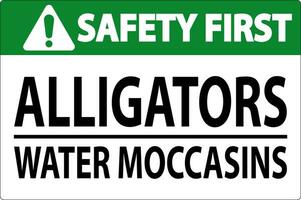 sécurité premier signe alligators - l'eau mocassins vecteur