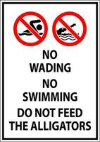 alligator signe non patauger, non natation, faire ne pas alimentation le alligators vecteur