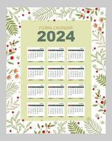 floral calendrier ensemble modèle pour 2024 année vecteur