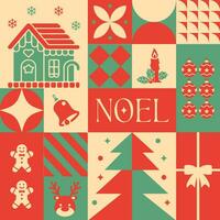 noel Noël sans couture modèle dans scandinave style carte postale avec rétro nettoyer concept conception vecteur