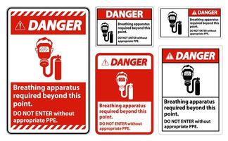 signe de danger appareil respiratoire requis au-delà de ce point, ne pas entrer sans les EPI appropriés vecteur