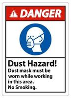 danger aucun signe de fumer un masque anti-poussière doit être porté lorsque vous travaillez dans cette zone vecteur
