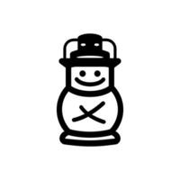 bonhomme de neige lanterne icône - Facile vecteur illustration