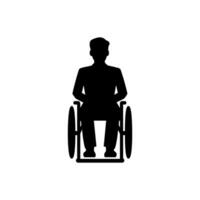 fauteuil roulant avec patient icône sur blanc Contexte vecteur