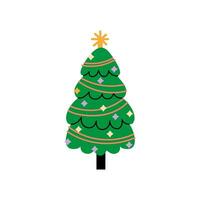 vecteur décoré Nouveau année arbre moderne dessin animé Noël sapin avec Noël Nouveau année décorations, illustration