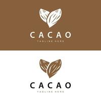 Chocolat haricot logo, Chocolat plante conception avec Facile la graine feuille et tige concept, pour affaires l'image de marque vecteur