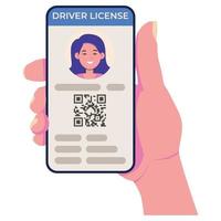 permis de conduire sur l'écran du téléphone portable. application mobile vecteur