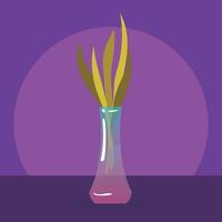 isolé coloré cristal vase avec feuilles icône vecteur illustration