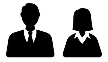 silhouette Icônes de Hommes et femmes portant costume homme d'affaire, Bureau ouvrier, exécutif, vecteur illustration.