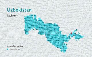 Ouzbékistan carte avec une Capitale de Tachkent montré dans une mosaïque modèle vecteur
