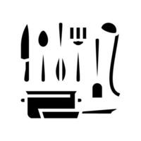 cuisine outils restaurant chef glyphe icône vecteur illustration