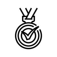 médaille vérifier marque ligne icône vecteur illustration