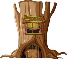 cabane dans les arbres à l'intérieur du tronc d'arbre vecteur