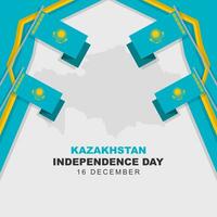 le Kazakhstan indépendance journée est célèbre chaque année sur décembre 16 dans kazakhstan. affiche salutation carte avec drapeau et carte de kazakhstan. vecteur illustration