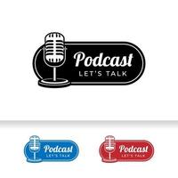 création de logo podcast ou karaoké chanteur avec microphone rétro. vecteur