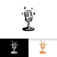 illustration vectorielle de microphone rétro pour logo podcast ou karaoké vecteur