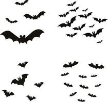 collection de Halloween chauve souris silhouette. dans plat dessin animé conception. isolé vecteur. vecteur