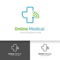 modèle de conception de logo médical en ligne. symbole de santé et de médecine. vecteur