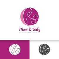 maman et bébé logo vecteur symbole. maman embrasse son modèle de logo enfant