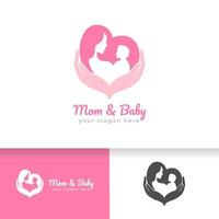 maman et bébé logo vecteur symbole. maman embrasse son modèle de logo enfant