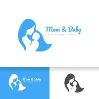 maman et bébé logo vecteur symbole. maman embrasse son modèle de logo enfant