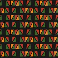 abstrait kwanzaa, noir histoire mois, juneteenth sans couture modèle avec main tiré Triangles dans traditionnel africain couleurs - noir, rouge, jaune, vert. vecteur tribal ethnique brillant Contexte conception.