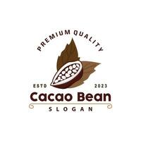 cacao haricot logo, prime conception ancien rétro vieux Frais biologique jardin plante la graine Facile minimaliste vecteur