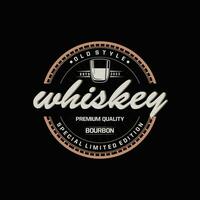 whisky logo, boisson étiquette conception avec vieux rétro ancien ornement illustration prime modèle vecteur