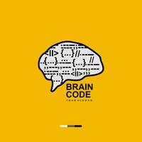 cerveau code logo avec une Jaune Contexte vecteur