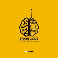 le cerveau code logo, avec une Jaune Contexte vecteur