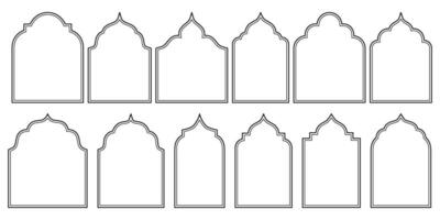 ensemble de islamique forme illustrations, contour vecteurs. polyvalent éléments pour islamique conceptions, Étiquettes, panneaux, autocollants, et plus. vecteur