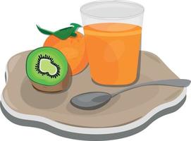 jus d'orange dans un verre avec kiwi et mandarine. nourriture. illustration vectorielle vecteur
