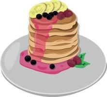 crêpes aux bananes et baies sur la table. nourriture du petit déjeuner. illustration vectorielle vecteur