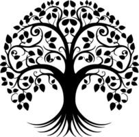 arbre, noir et blanc vecteur illustration