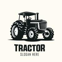 silhouette de une tracteur illustration vecteur avec noir vieux tracteur sur blanc Contexte