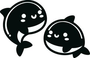 mignonne kawaii poisson vecteur illustration avec noir Couleur blanc Contexte