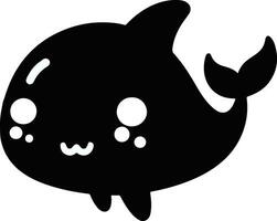 mignonne kawaii poisson vecteur illustration avec noir Couleur blanc Contexte